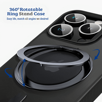 Thumbnail for iPhone 15 Case Cover with 360° Rotation Ring Stand - MagSafe Compatible, Anti-Slip Design, Shockproof with Screen & Camera Lens Guard - Black