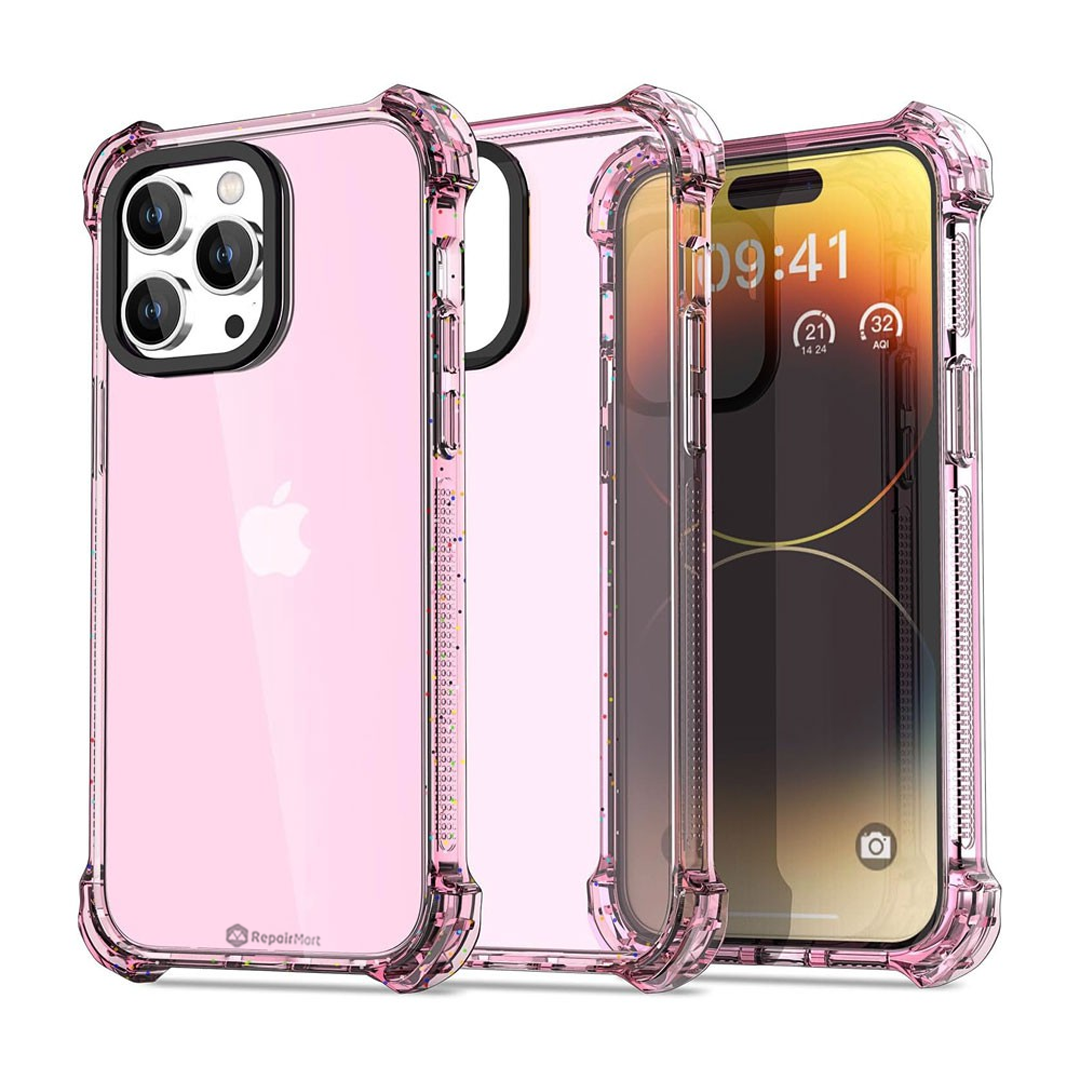 iPhone 15 Shockproof Case Cover - Drop-Resistant, Premium Quality, Comfortable Grip, Long-Lasting, Lightweight - Clear Pink