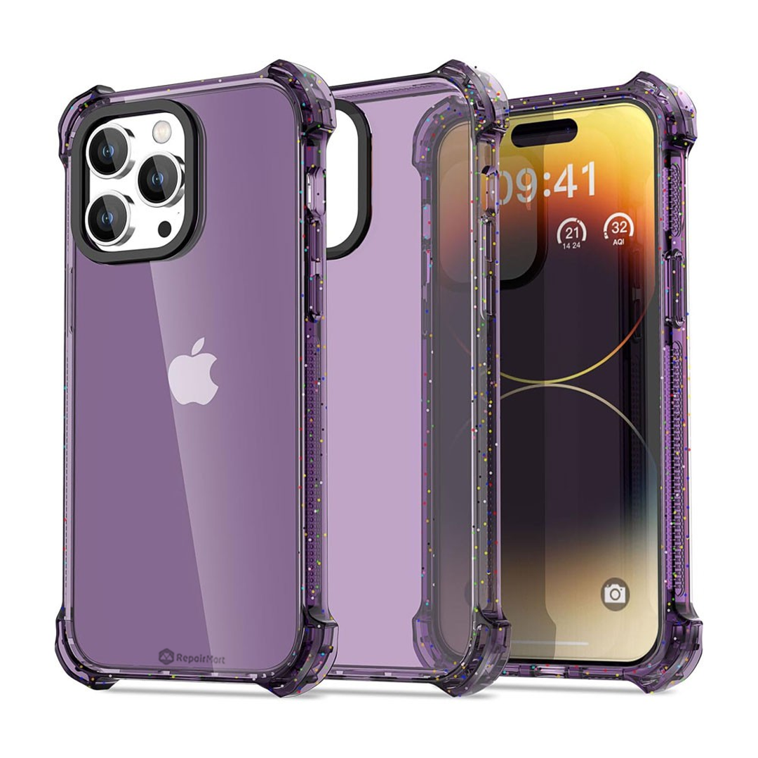 iPhone 15 Shockproof Case Cover - Drop-Resistant, Premium Quality, Comfortable Grip, Long-Lasting, Lightweight - Clear Purple