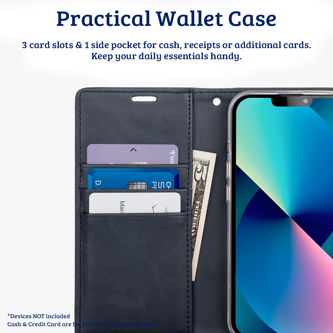 iPhone 15 Flip Diary Case Cover with Card Holder - Convertible to Media Stand, Magnetic Clasp Closure, Drop Tested, Soft and Strong PU Leather with Front Screen Cover - Rose Gold