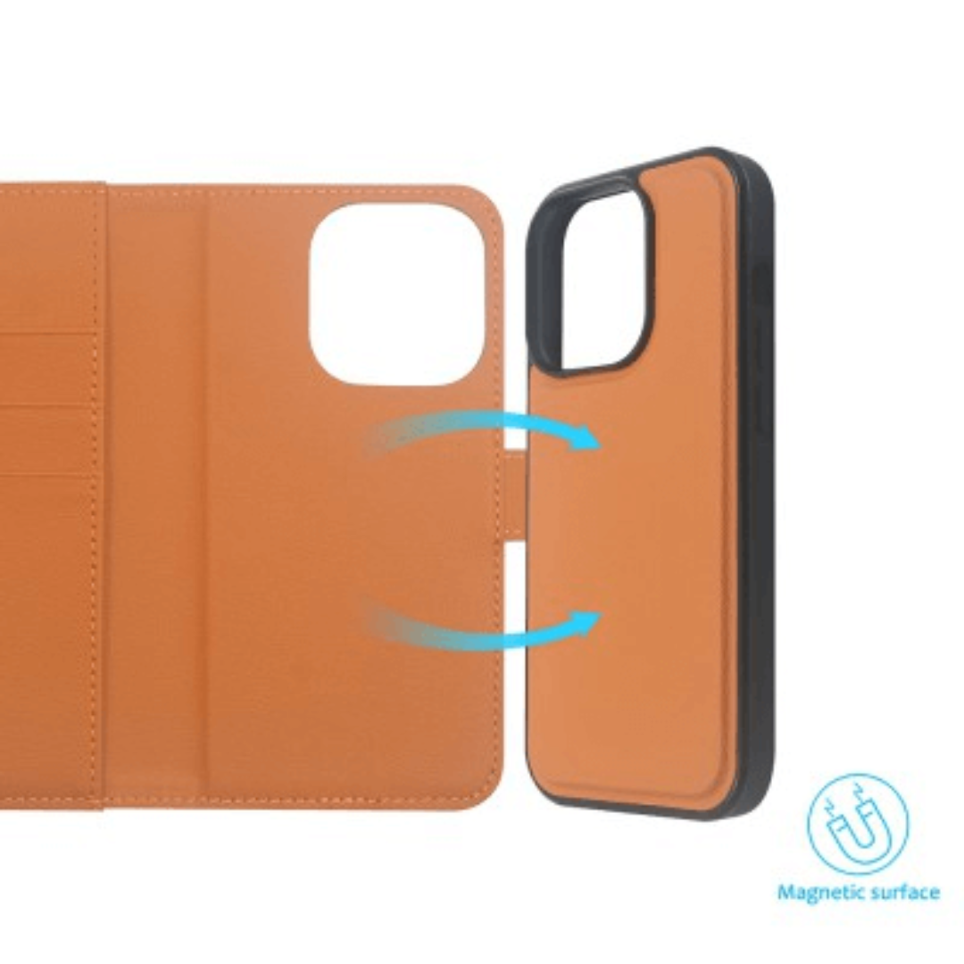 iPhone 14 Pro Compatible Case Cover With 2-in-1 Flip Leather Wallet - Brown