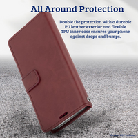 Thumbnail for iPhone 15 Flip Diary Case Cover with Card Holder - Convertible to Media Stand, Magnetic Clasp Closure, Drop Tested, Soft and Strong PU Leather with Front Screen Cover - Rose Gold