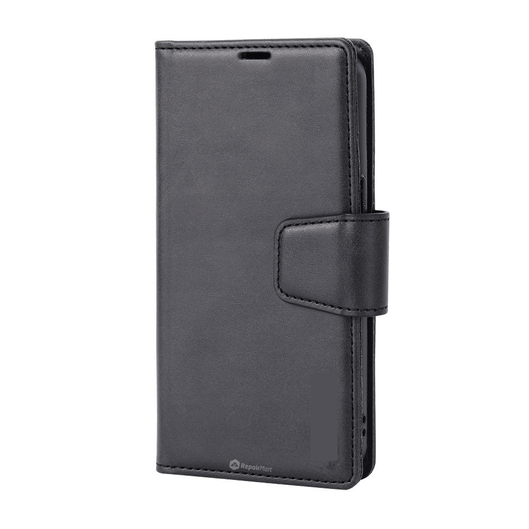iPhone 15 Compatible Case Cover With Detachable Magnetic Flip Leather Wallet - Black