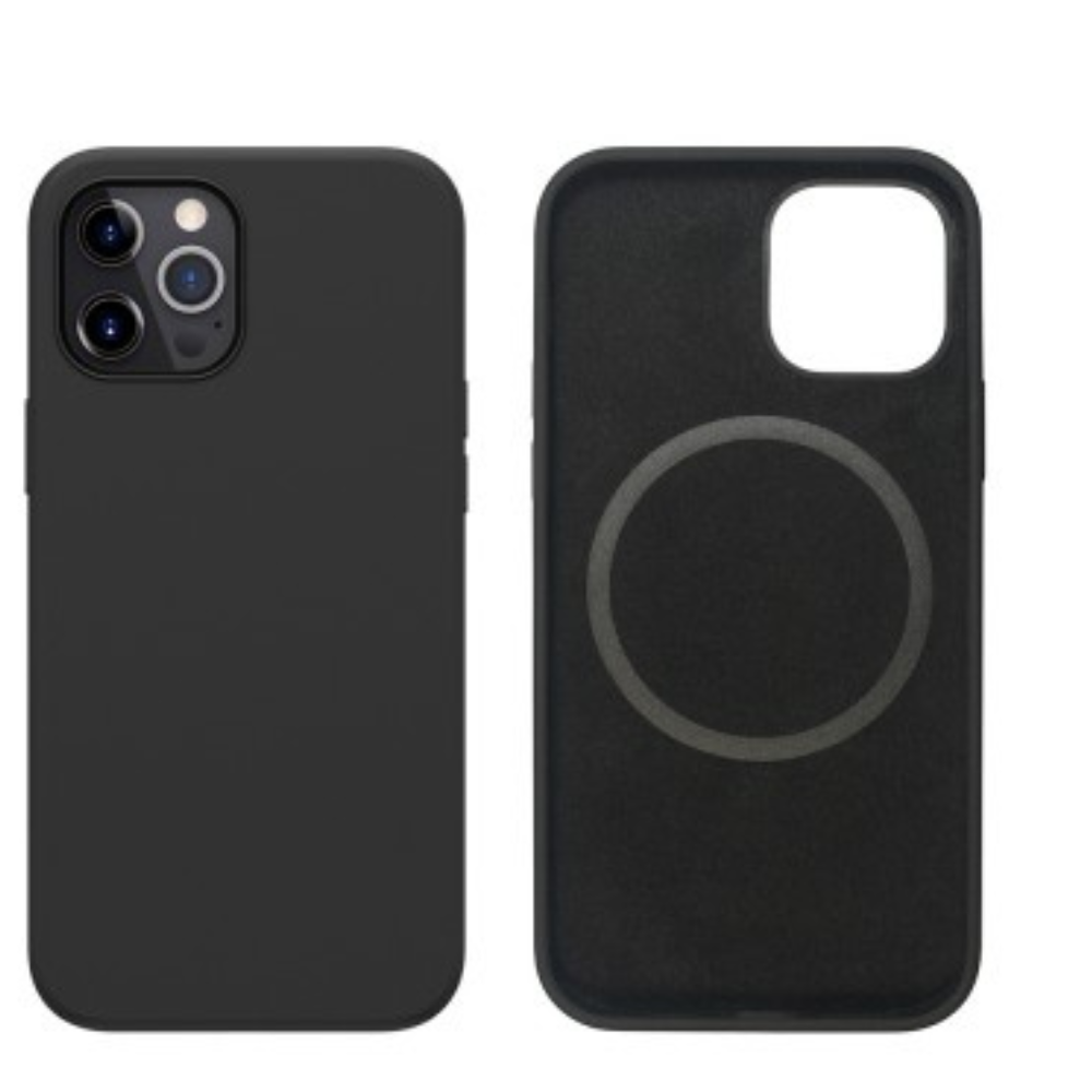 iPhone 12 mini Compatible Case Cover With Liquid Silicone And Compatible With MagSafe Technology - Black