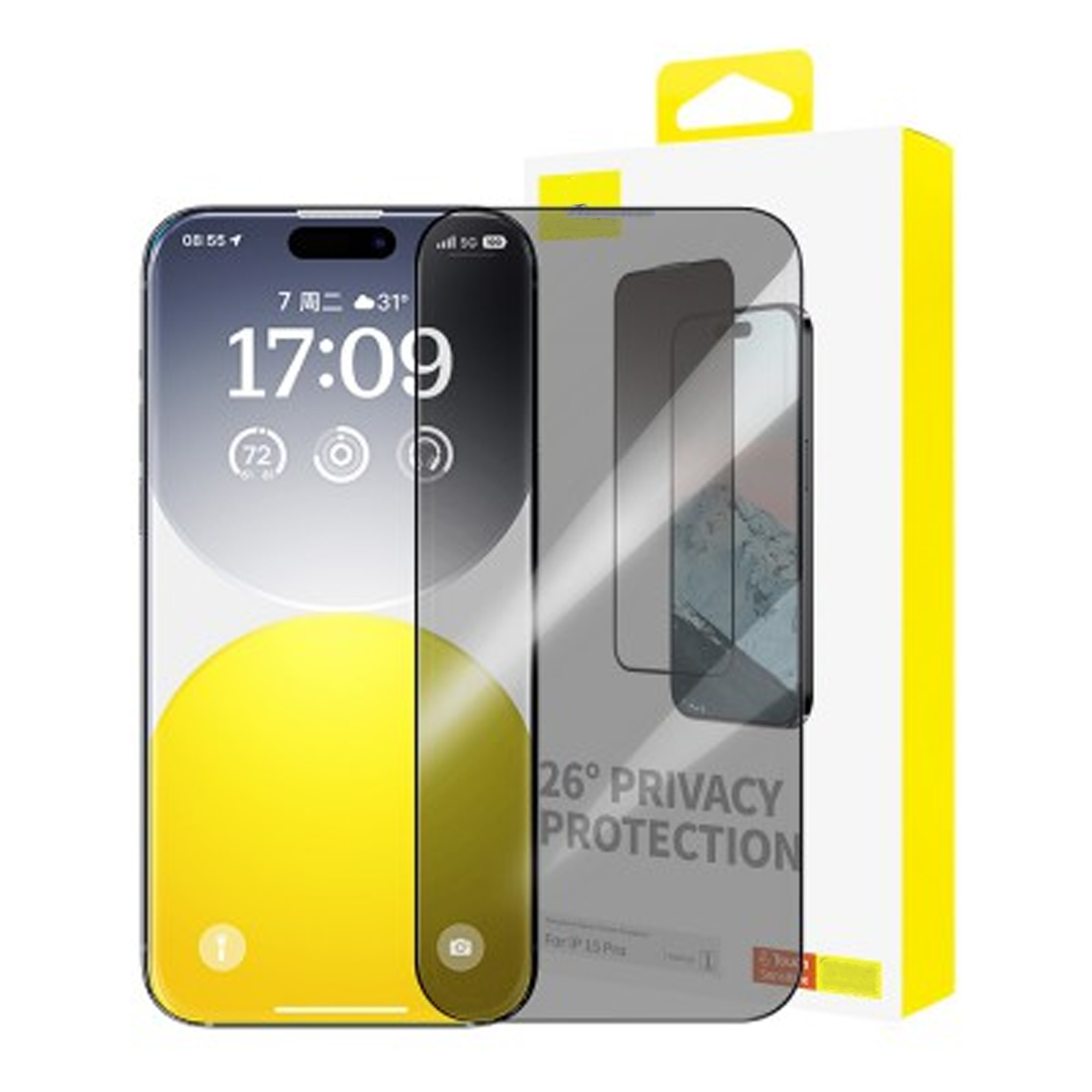 iPhone 15 Privacy Protection Full-Coverage Tempered Glass Screen Protector - Ultra Thin & Flexible, Very Hard, HD Clarity, Long-Lasting Protection with Superb Adhesion
