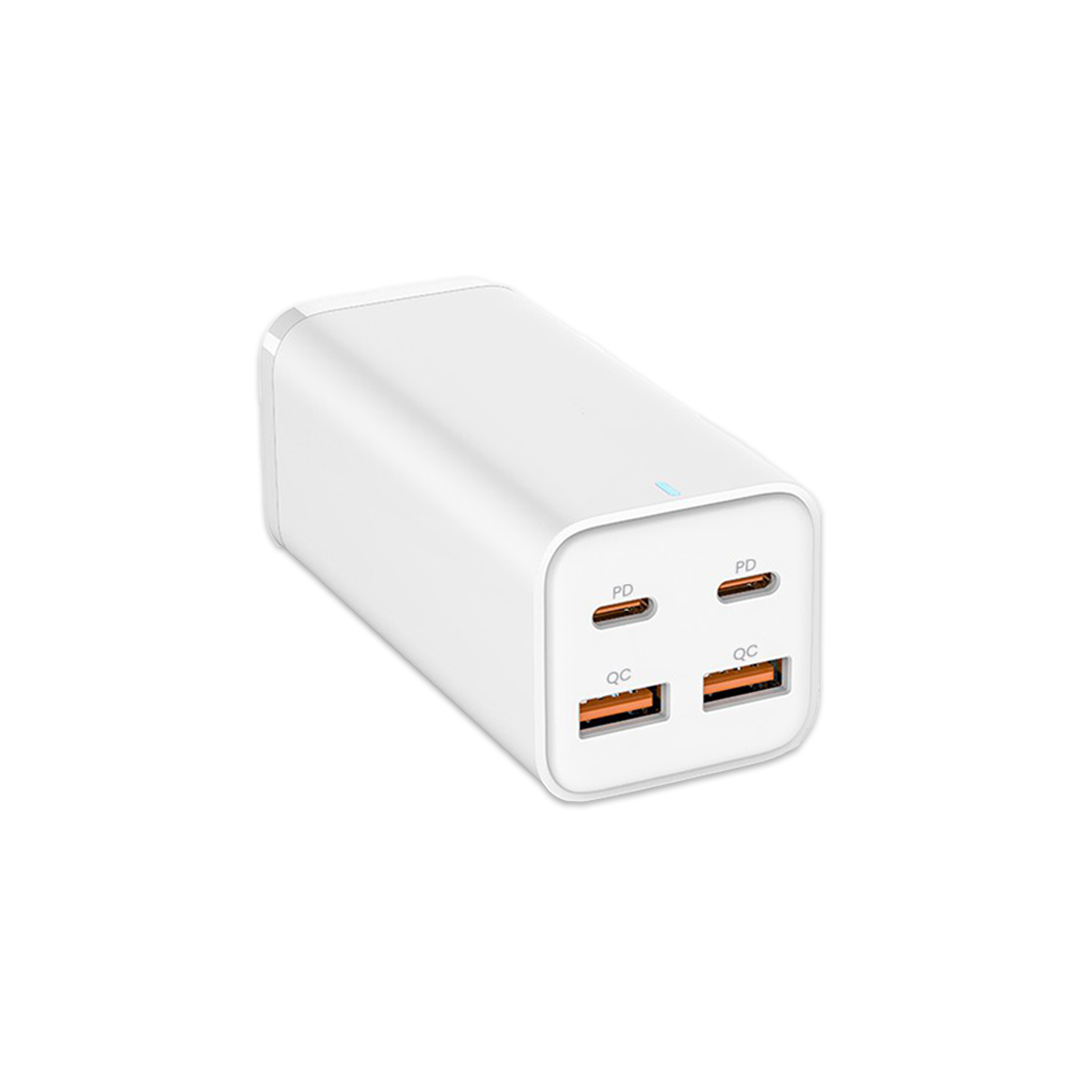 High-Speed 100W GaN3 4-in-1 USB C Charging Station - Dual Type C & Dual USB Ports - White