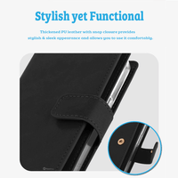 Thumbnail for iPhone 15 Flip Wallet Case Cover with Metal Snap-On Fastener - PU Leather & TPU Featuring Front Cover, Multiple Card Holder Slots & Shock Resistance - Red