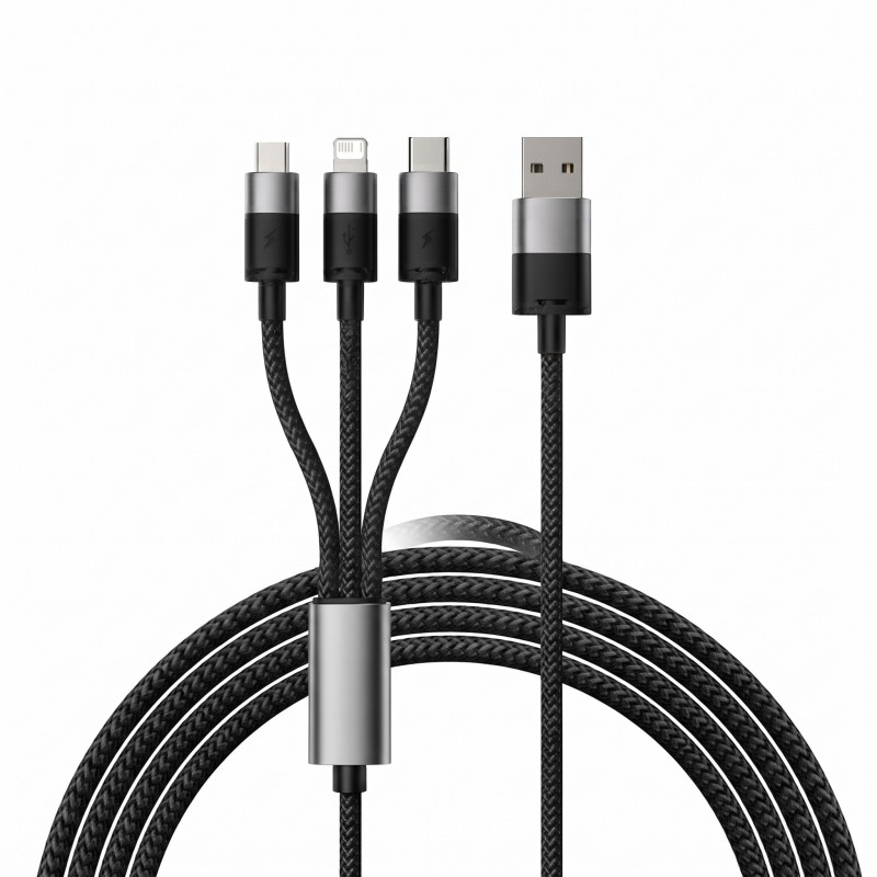 One Drag Three Fast Charge Data Cable USB To M+L+C 3.5A 1.2m