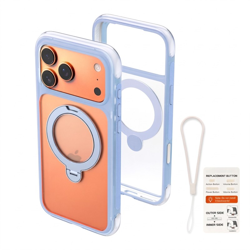 iPhone 17 Pro Max & 18 Pro Max Air Bumper Rotating Stand MagSafe Case - Light Blue | Free Shipping AU
