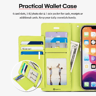 iPhone 15 High-Quality Flip Wallet Case Cover - Mint | Australia