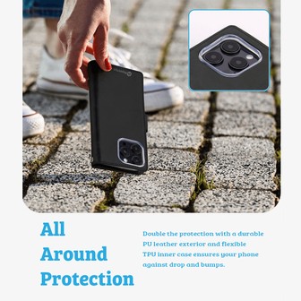 iPhone 15 Flip Wallet Phone Case — Black