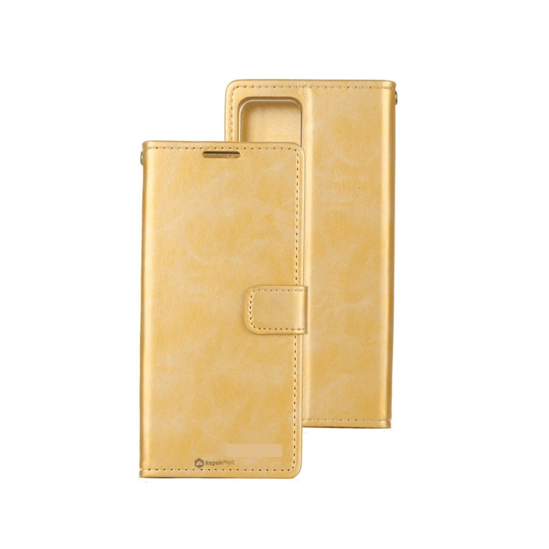 iPhone 15 Plus Flip Diary Phone Case — Gold