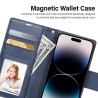 iPhone 14 Pro Premium Mansoor Diary Wallet in Navy Case Cover