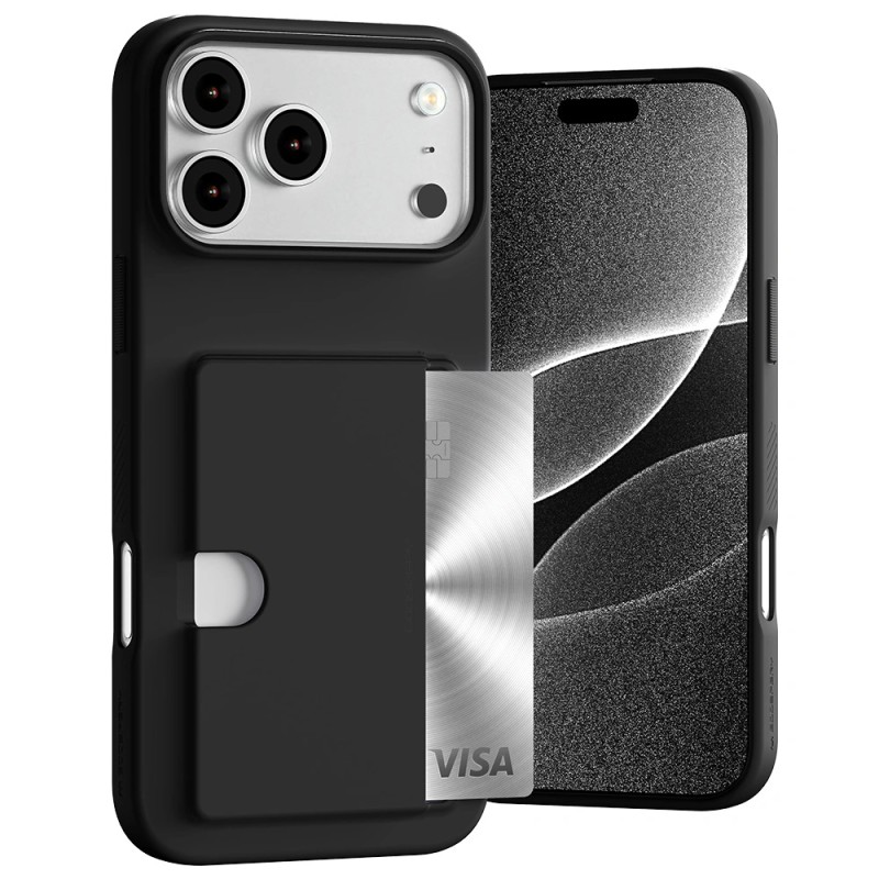 iPhone 17 Pro Max Black Wallet Folio Diary Flip PU Leather Case with C