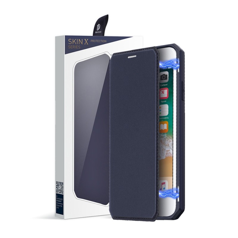 SKIN-X Series Magnetic Flip Case Cover for iPhone 7 / 8 / SE - Black