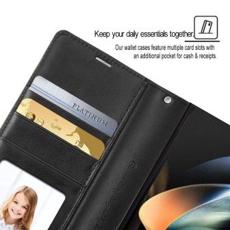 Premium PU Flip Leather Wallet Case for Samsung Galaxy A07 4G - Black