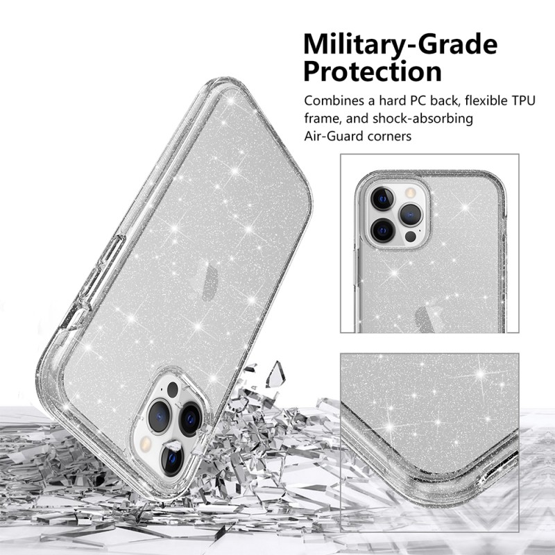 iPhone 12 Mini Glitter Clear Shockproof Case Cover - Gold | Australia