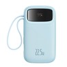 Qpow2 Dual-Cable Digital Display Fast Charge Power Bank 10000mAh 22.5W - Blue