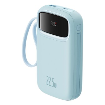 Qpow2 Dual-Cable Digital Display Fast Charge Power Bank 10000mAh 22.5W - Purple