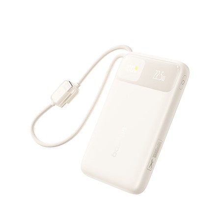EnerFill FC11 Digital Display Power Bank with Dual Built-in Cables - Beige