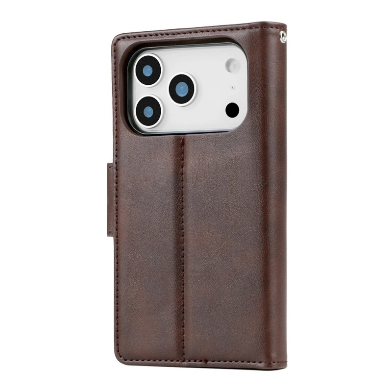 Hanman 2 in 1 Detachable Magnetic Flip Leather Wallet Case for iPhone 17 Pro - Brown