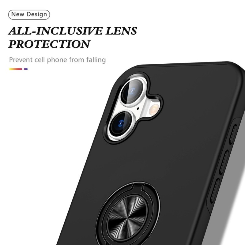 iPhone 17 Air Shockproof with Ring Holder Stand Case Cover - Black