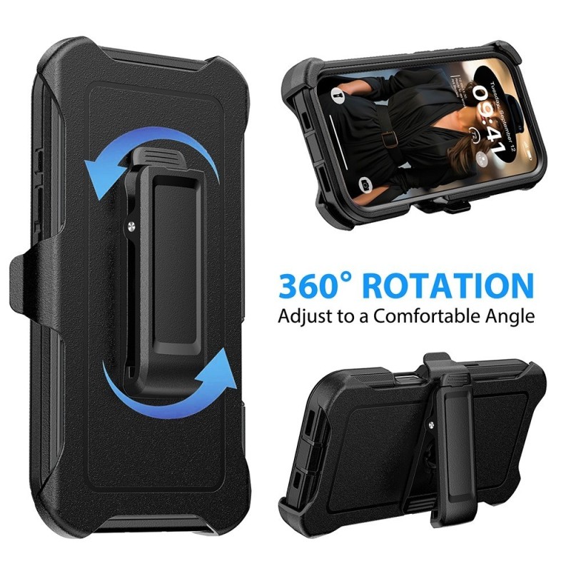 iPhone 17 Air Rugged Armor Belt Clip Holster Case Cover - Navy