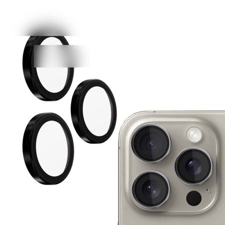 iPhone 16 Pro / 16 Pro Max / 14 Pro / 14 Pro Max Metal Ring Camera Lens - Black