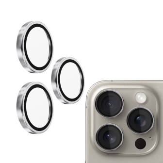 iPhone 16 Pro / 16 Pro Max / 14 Pro / 14 Pro Max Metal Ring Camera Lens - Silver