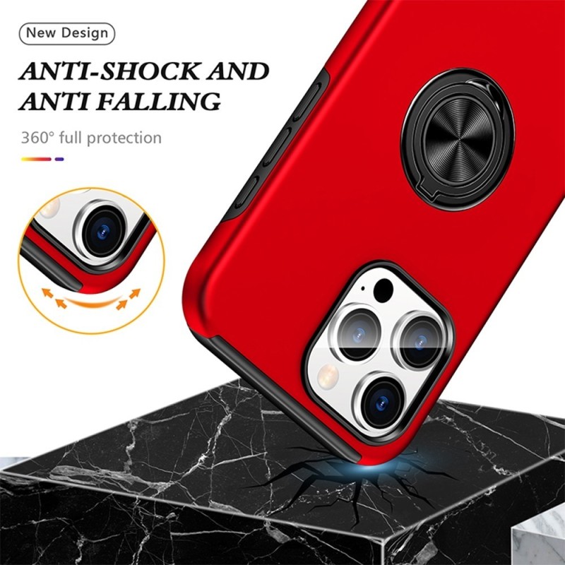 iPhone 16 Pro Max Shockproof with Ring Holder Stand Case Cover - Black