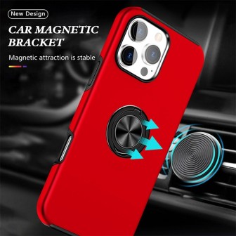 iPhone 16 Pro Max Shockproof with Ring Holder Stand Case Cover - Pink