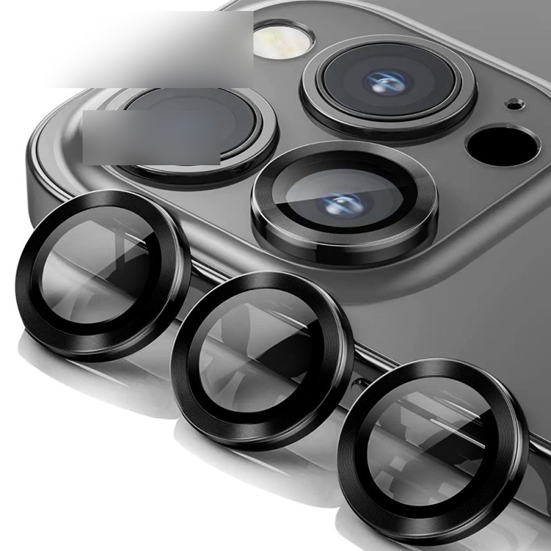 iPhone 15 Pro / 15 Pro Max HD Clear Camera Lens Protector - Black