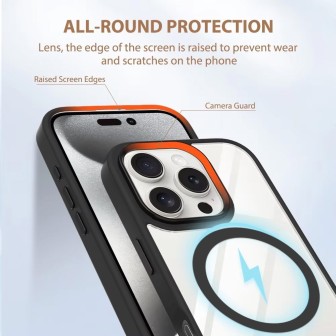 iPhone 16 Pro Max Clear with Metal Camera Frame Case Cover - White