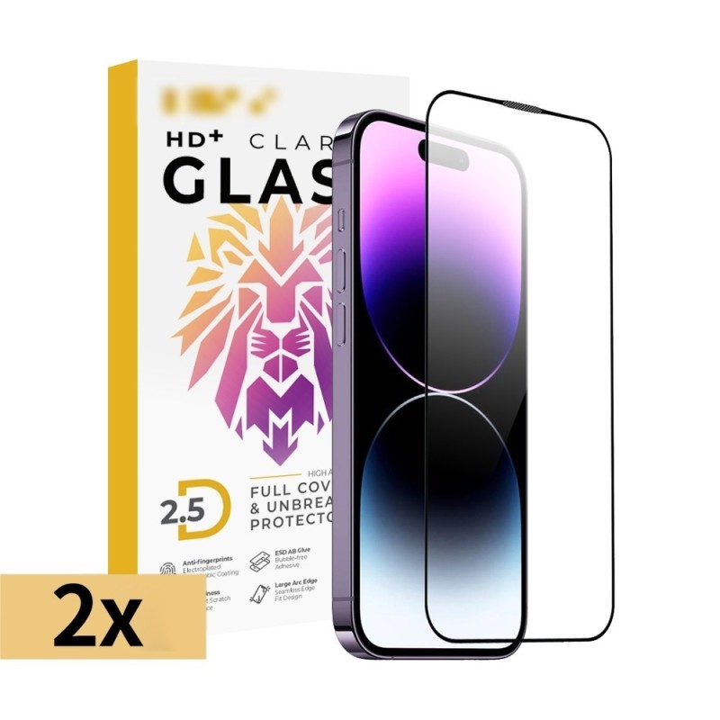 iPhone 14 Pro Max Full Coverage Tempered Glass Screen Protector - 2 Pa