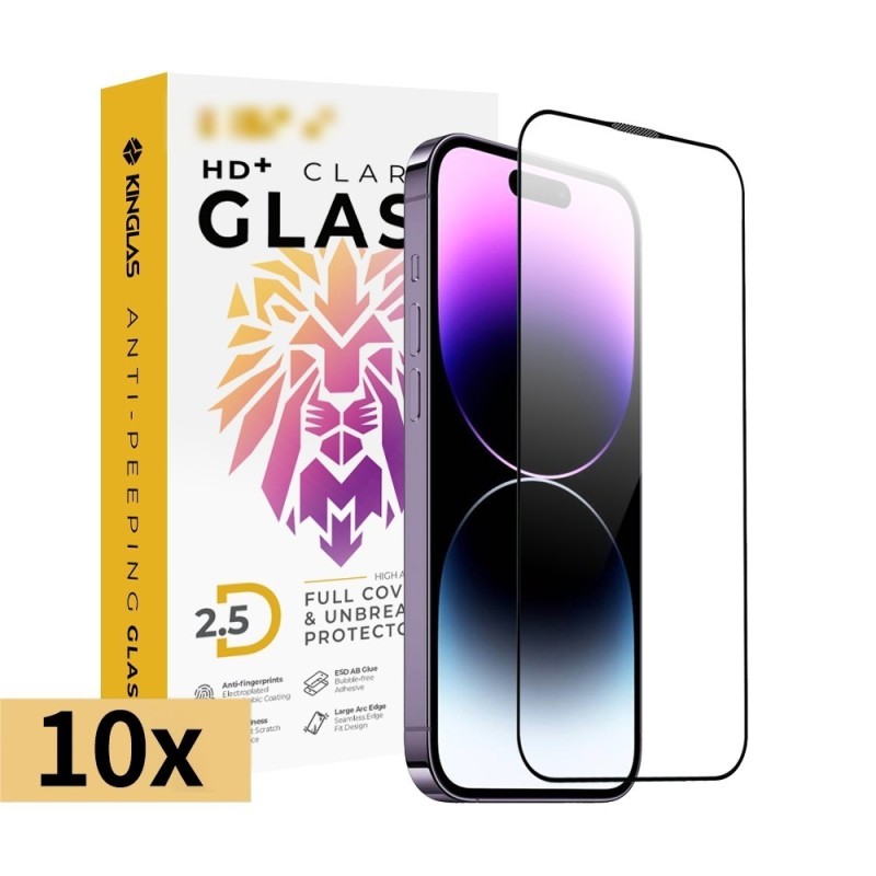 iPhone 14 Pro Max Full Coverage Tempered Glass Screen Protector - 10 P