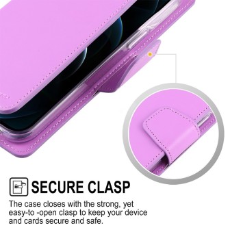 iPhone 13 Pro Max Leather Wallet Flip Diary Case Cover - Purple