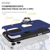 iPhone 16 Pro Shockproof with Ring Holder Stand Case Cover - Navy