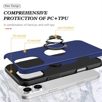 iPhone 16 Pro Shockproof with Ring Holder Stand Case Cover - Pink