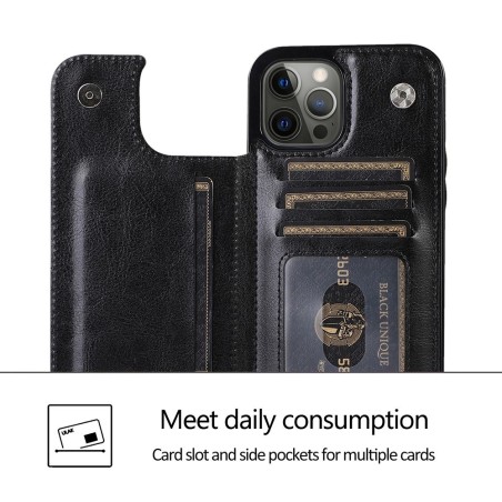 iPhone 15 Pro Max Leather Wallet Flip Diary Case Cover - Brown