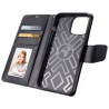 iPhone 14 Pro Max Leather Wallet Flip Diary Case Cover - Navy