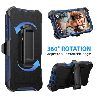 iPhone 16 Pro Rugged Armor Belt Clip Holster Case Cover - Navy