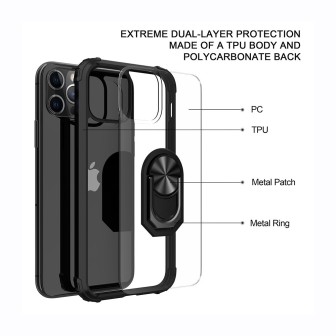 iPhone 12 Pro Max Shockproof with Ring Holder Stand Case Cover - Red