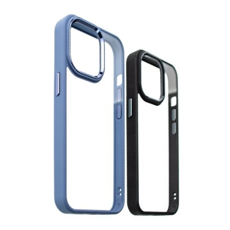 iPhone 12 Pro Max Clear with Metal Camera Frame Case Cover - Blue
