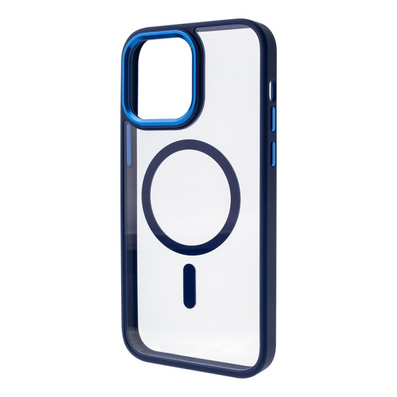 iPhone 14 Pro Max Clear with Metal Camera Frame Case Cover - Blue