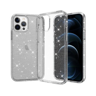 iPhone 12 Pro Max Glitter Clear Shockproof Case Cover - Grey