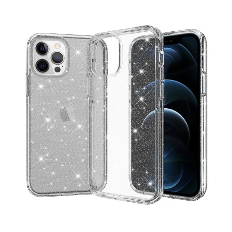 iPhone 12 Pro Max Glitter Clear Shockproof Case Cover - Grey
