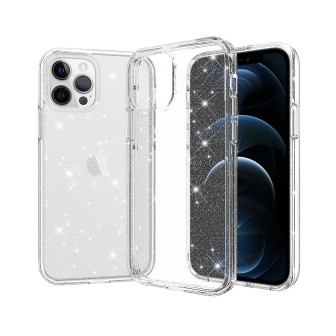 iPhone 12 Pro Max Glitter Clear Shockproof Case Cover - Transparent