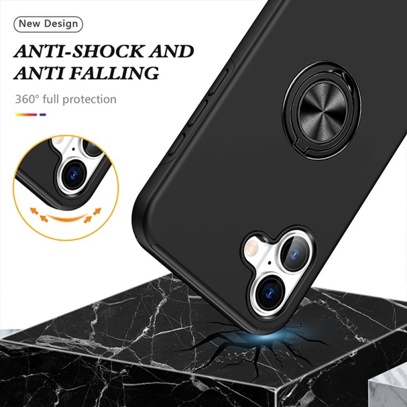 iPhone 16 Plus Shockproof with Ring Holder Stand Case Cover - Black