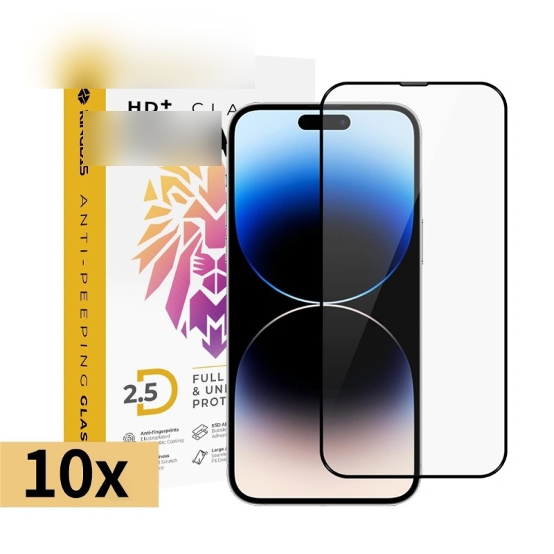 iPhone 15 Pro Full Coverage Tempered Glass Screen Protector - 10 Pack