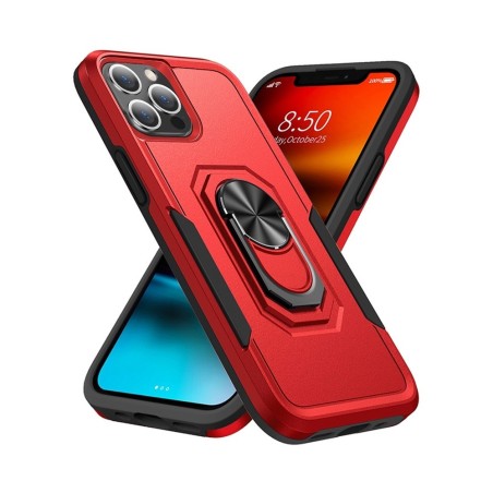 iPhone 13 Pro Shockproof with Ring Holder Stand Case Cover - Red